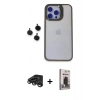 MARSİLYAN™- iPhone 15 Pro Max Kılıf Yankı Asil Serisi - Siyah Bilvis Hayalet Cam Ekran Koruyucu + Raze Metal Kamera Lens - TMGI