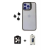 MARSİLYAN™- iPhone 15 Pro Max Kılıf Yankı Asil Serisi - Siyah Bilvis Hayalet Cam Ekran Koruyucu + PVD Metal Kamera Lens - TU