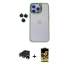 MARSİLYAN™- iPhone 15 Pro Max Kılıf Yankı Asil Serisi - Siyah Buffer Cam Ekran Koruyucu + Raze Metal Kamera Lens - GS