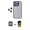 MARSİLYAN™- iPhone 15 Pro Max Kılıf Yankı Asil Serisi - Siyah Buffer Cam Ekran Koruyucu + PVD Metal Kamera Lens - GI