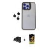 MARSİLYAN™- iPhone 15 Pro Max Kılıf Yankı Asil Serisi - Siyah Buffer Cam Ekran Koruyucu + Raze Metal Kamera Lens - TMGI