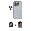 MARSİLYAN™- iPhone 15 Pro Max Kılıf Yankı Asil Serisi - Siyah Buffer Hayalet Cam Ekran Koruyucu + PVD Metal Kamera Lens - TU