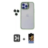 MARSİLYAN™- iPhone 15 Pro Max Kılıf Yankı Asil Serisi - Siyah Buffer Hayalet Cam Ekran Koruyucu + PVD Metal Kamera Lens - GI