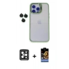 MARSİLYAN™- iPhone 15 Pro Max Kılıf Yankı Asil Serisi - Siyah Buffer Hayalet Cam Ekran Koruyucu + PVD Metal Kamera Lens - SH