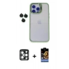 MARSİLYAN™- iPhone 15 Pro Max Kılıf Yankı Asil Serisi - Siyah Buffer Hayalet Cam Ekran Koruyucu + PVD Metal Kamera Lens - LT