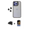 MARSİLYAN™- iPhone 15 Pro Max Kılıf Yankı Asil Serisi - Siyah Buffer Hayalet Cam Ekran Koruyucu + Raze Metal Kamera Lens - SH
