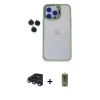 MARSİLYAN™- iPhone 15 Pro Max Kılıf Yankı Asil Serisi - Siyah Joko Magic 5D Hayalet Cam + Lacivert Raze Metal Kamera Lens