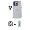 MARSİLYAN™- iPhone 15 Pro Max Kılıf Yankı Asil Serisi - Siyah Polymer Nano Ekran Koruyucu + Gümüş PVD Metal Kamera Lens