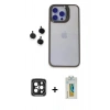 MARSİLYAN™- iPhone 15 Pro Max Kılıf Yankı Asil Serisi - Siyah Polymer Nano Ekran Koruyucu + PVD Metal Kamera Lens - SH