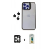 MARSİLYAN™- iPhone 15 Pro Max Kılıf Yankı Asil Serisi - Siyah Polymer Nano Ekran Koruyucu + PVD Metal Kamera Lens - GI