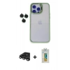 MARSİLYAN™- iPhone 15 Pro Max Kılıf Yankı Asil Serisi - Siyah Polymer Nano Ekran Koruyucu + Raze Metal Kamera Lens - TMGI