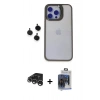 MARSİLYAN™- iPhone 15 Pro Max Kılıf Yankı Asil Serisi - Siyah Vanessa Magic Cam + Gümüş Raze Metal Kamera Lens