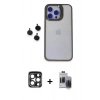 MARSİLYAN™- iPhone 15 Pro Max Kılıf Yankı Asil Serisi - Siyah Vanessa Magic Hayalet Cam + Lacivert PVD Metal Kamera Lens