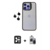 MARSİLYAN™- iPhone 15 Pro Max Kılıf Yankı Asil Serisi - Siyah Vanessa Magic Hayalet Cam + PVD Metal Kamera Lens - SH