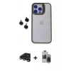 MARSİLYAN™- iPhone 15 Pro Max Kılıf Yankı Asil Serisi - Siyah Vanessa Magic Hayalet Cam + Raze Metal Kamera Lens - TMGI