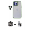 MARSİLYAN™- iPhone 15 Pro Max Kılıf Yankı Asil Serisi - Siyah Vanessa Magic Hayalet Cam + Turuncu PVD Metal Kamera Lens