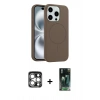 MARSİLYAN™- iPhone 15 Pro Max Kılıf Yankı Form Serisi - Şeffaf 360 Full Body Arka Koruyucu + Gümüş PVD Metal Kamera Lens