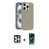 MARSİLYAN™- iPhone 15 Pro Max Kılıf Yankı Form Serisi - Şeffaf 360 Full Body Arka Koruyucu + PVD Metal Kamera Lens - LT