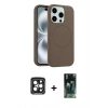 MARSİLYAN™- iPhone 15 Pro Max Kılıf Yankı Form Serisi - Şeffaf 360 Full Body Arka Koruyucu + PVD Metal Kamera Lens - SH