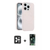MARSİLYAN™- iPhone 15 Pro Max Kılıf Yankı Form Serisi - Şeffaf 360 Full Body Arka Koruyucu + PVD Metal Kamera Lens - SH