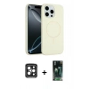 MARSİLYAN™- iPhone 15 Pro Max Kılıf Yankı Form Serisi - Şeffaf 360 Full Body Arka Koruyucu + PVD Metal Kamera Lens - SH