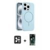 MARSİLYAN™- iPhone 15 Pro Max Kılıf Yankı Form Serisi - Şeffaf 360 Full Body Arka Koruyucu + PVD Metal Kamera Lens - SH