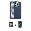 MARSİLYAN™- iPhone 15 Pro Max Kılıf Yankı Form Serisi - Şeffaf 360 Full Body Arka Koruyucu + PVD Metal Kamera Lens - LT