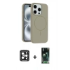 MARSİLYAN™- iPhone 15 Pro Max Kılıf Yankı Form Serisi - Şeffaf 360 Full Body Arka Koruyucu + PVD Metal Kamera Lens - SH