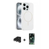 MARSİLYAN™- iPhone 15 Pro Max Kılıf Yankı Form Serisi - Şeffaf 360 Full Body Arka Koruyucu + Raze Metal Kamera Lens - TMGI