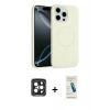 MARSİLYAN™- iPhone 15 Pro Max Kılıf Yankı Form Serisi - Şeffaf Pasifik Cam Ekran Koruyucu + PVD Metal Kamera Lens - SH