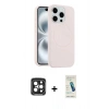MARSİLYAN™- iPhone 15 Pro Max Kılıf Yankı Form Serisi - Şeffaf Pasifik Cam Ekran Koruyucu + PVD Metal Kamera Lens - SH