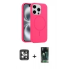 MARSİLYAN™- iPhone 15 Pro Max Kılıf Yankı Form Serisi - Siyah 360 Mat Full Body Arka Koruyucu + PVD Metal Kamera Lens - GI