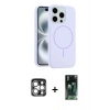 MARSİLYAN™- iPhone 15 Pro Max Kılıf Yankı Form Serisi - Siyah 360 Mat Full Body Arka Koruyucu + PVD Metal Kamera Lens - GS
