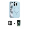 MARSİLYAN™- iPhone 15 Pro Max Kılıf Yankı Form Serisi - Siyah 360 Mat Full Body Arka Koruyucu + PVD Metal Kamera Lens - GI