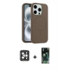 MARSİLYAN™- iPhone 15 Pro Max Kılıf Yankı Form Serisi - Siyah 360 Mat Full Body Arka Koruyucu + PVD Metal Kamera Lens - GI