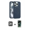 MARSİLYAN™- iPhone 15 Pro Max Kılıf Yankı Form Serisi - Siyah 360 Mat Full Body Arka Koruyucu + PVD Metal Kamera Lens - GI