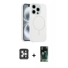 MARSİLYAN™- iPhone 15 Pro Max Kılıf Yankı Form Serisi - Siyah 360 Mat Full Body Arka Koruyucu + PVD Metal Kamera Lens - GI