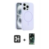 MARSİLYAN™- iPhone 15 Pro Max Kılıf Yankı Form Serisi - Siyah 360 Mat Full Body Arka Koruyucu + PVD Metal Kamera Lens - GI