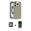 MARSİLYAN™- iPhone 15 Pro Max Kılıf Yankı Form Serisi - Siyah 360 Mat Full Body Arka Koruyucu + PVD Metal Kamera Lens - GI