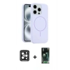 MARSİLYAN™- iPhone 15 Pro Max Kılıf Yankı Form Serisi - Siyah 360 Mat Full Body Arka Koruyucu + PVD Metal Kamera Lens - SH