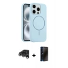 MARSİLYAN™- iPhone 15 Pro Max Kılıf Yankı Form Serisi - Siyah 3D Antistatik Hayalet Cam Ekran Koruyucu + Raze Metal Kamera Lens - GS