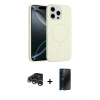 MARSİLYAN™- iPhone 15 Pro Max Kılıf Yankı Form Serisi - Siyah 3D Antistatik Hayalet Cam Ekran Koruyucu + Raze Metal Kamera Lens - GS