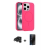 MARSİLYAN™- iPhone 15 Pro Max Kılıf Yankı Form Serisi - Siyah 3D Antistatik Hayalet Cam Ekran Koruyucu + Raze Metal Kamera Lens - GS