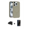 MARSİLYAN™- iPhone 15 Pro Max Kılıf Yankı Form Serisi - Siyah 3D Antistatik Hayalet Cam Ekran Koruyucu + Raze Metal Kamera Lens - SH