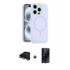 MARSİLYAN™- iPhone 15 Pro Max Kılıf Yankı Form Serisi - Siyah 3D Antistatik Hayalet Cam Ekran Koruyucu + Raze Metal Kamera Lens - SH