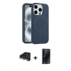 MARSİLYAN™- iPhone 15 Pro Max Kılıf Yankı Form Serisi - Siyah 3D Antistatik Hayalet Cam Ekran Koruyucu + Raze Metal Kamera Lens - LT