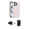 MARSİLYAN™- iPhone 15 Pro Max Kılıf Yankı Form Serisi - Siyah 3D Antistatik Hayalet Cam Ekran Koruyucu + Raze Metal Kamera Lens - SH