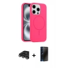 MARSİLYAN™- iPhone 15 Pro Max Kılıf Yankı Form Serisi - Siyah 3D Antistatik Hayalet Cam Ekran Koruyucu + Raze Metal Kamera Lens - TMGI
