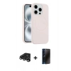 MARSİLYAN™- iPhone 15 Pro Max Kılıf Yankı Form Serisi - Siyah 3D Antistatik Hayalet Cam Ekran Koruyucu + Raze Metal Kamera Lens - TMGI