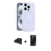 MARSİLYAN™- iPhone 15 Pro Max Kılıf Yankı Form Serisi - Siyah 3D Antistatik Hayalet Cam Ekran Koruyucu + Raze Metal Kamera Lens - TMGI